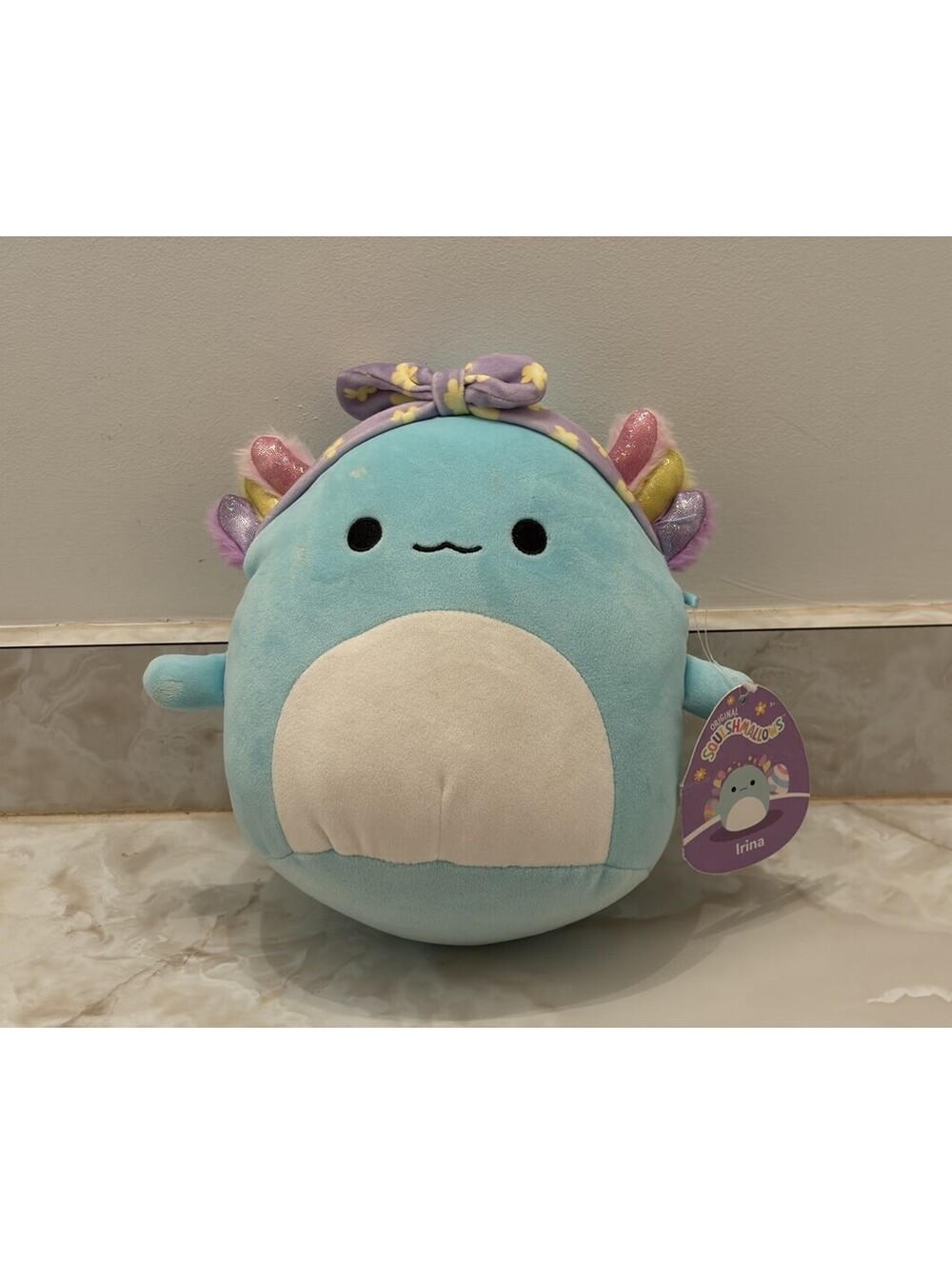 Squishmallows 2024 Irina The Teal Axolotl 8" Plush W/ Headband Easter Spring NWT
